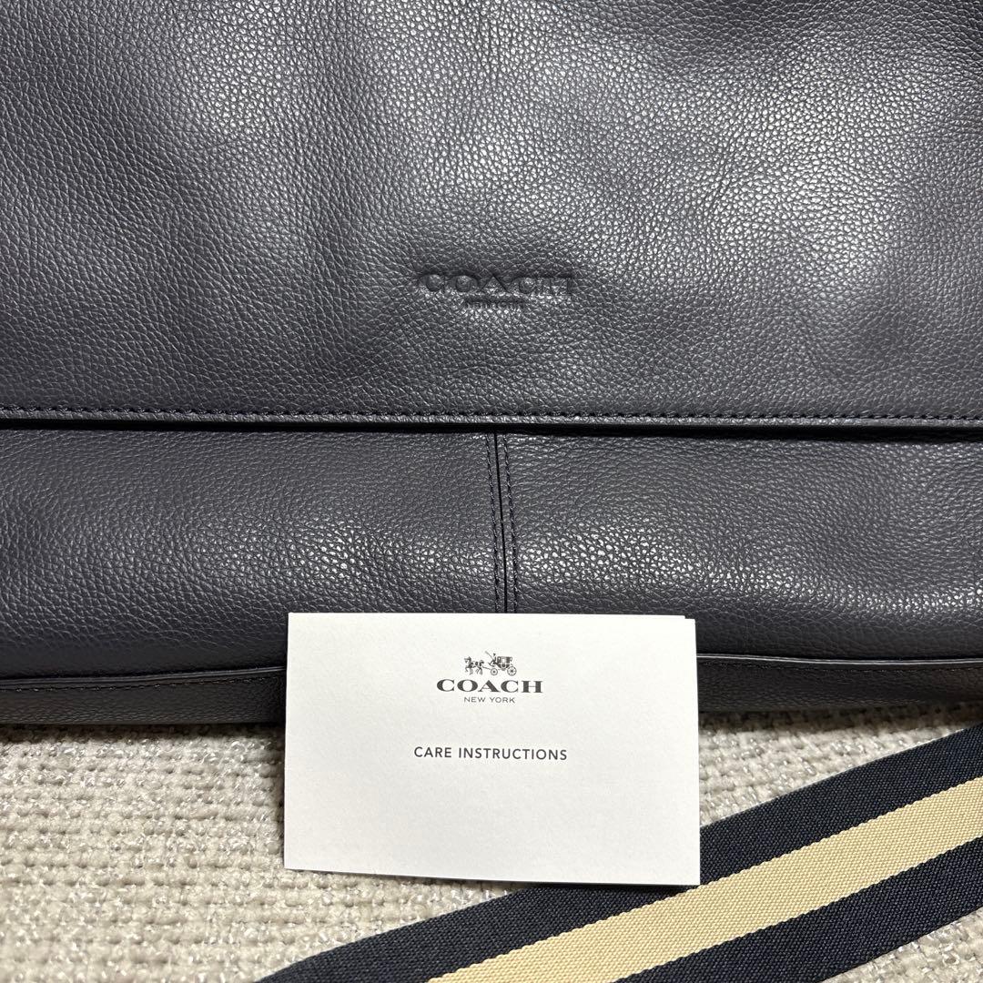 COACH ネイビー 紺 レザー メッセンジャーバッグ ショルダーバッグ