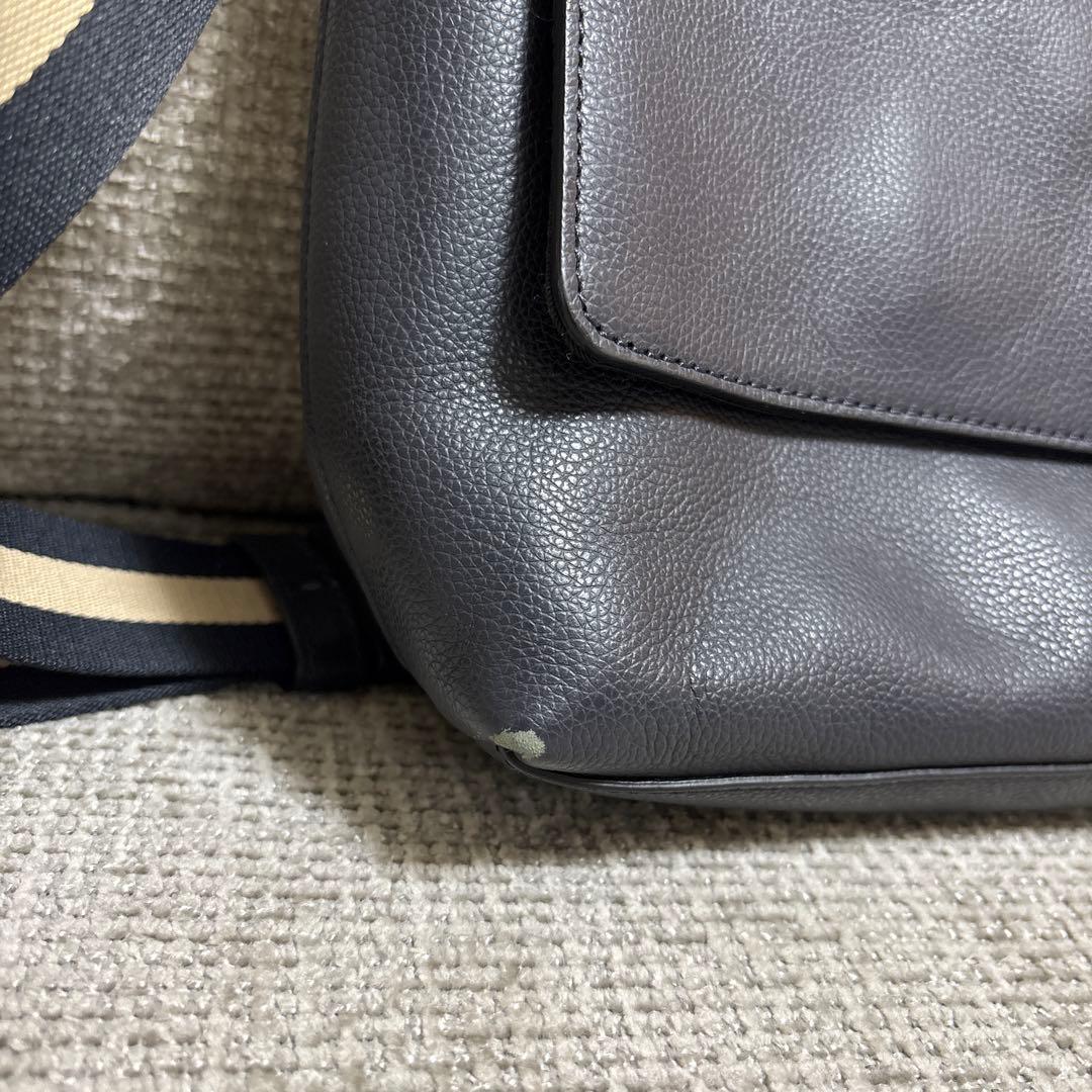 COACH ネイビー 紺 レザー メッセンジャーバッグ ショルダーバッグ