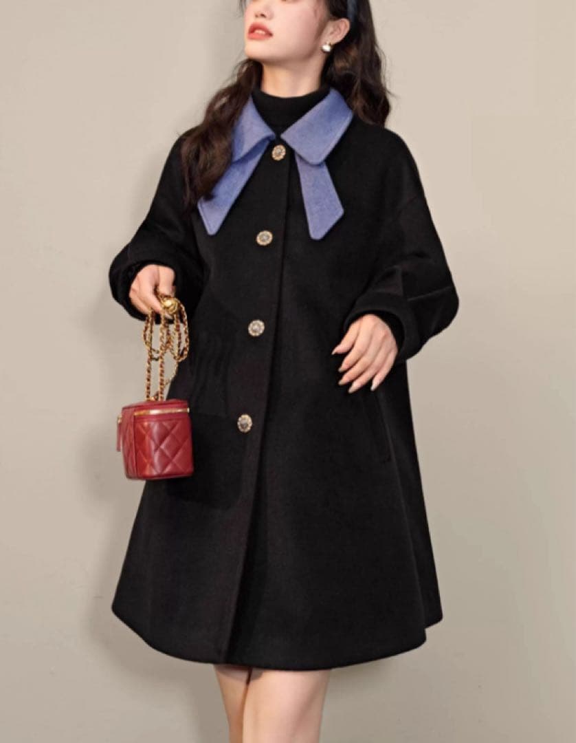 リボンカラーコート Sサイズ シンプル 綺麗 イイ女 冬アウター