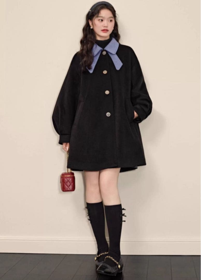 リボンカラーコート Sサイズ シンプル 綺麗 イイ女 冬アウター