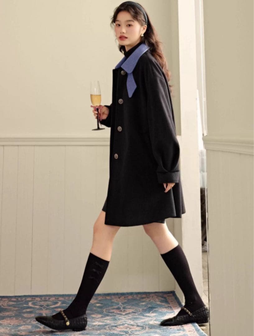 リボンカラーコート Sサイズ シンプル 綺麗 イイ女 冬アウター