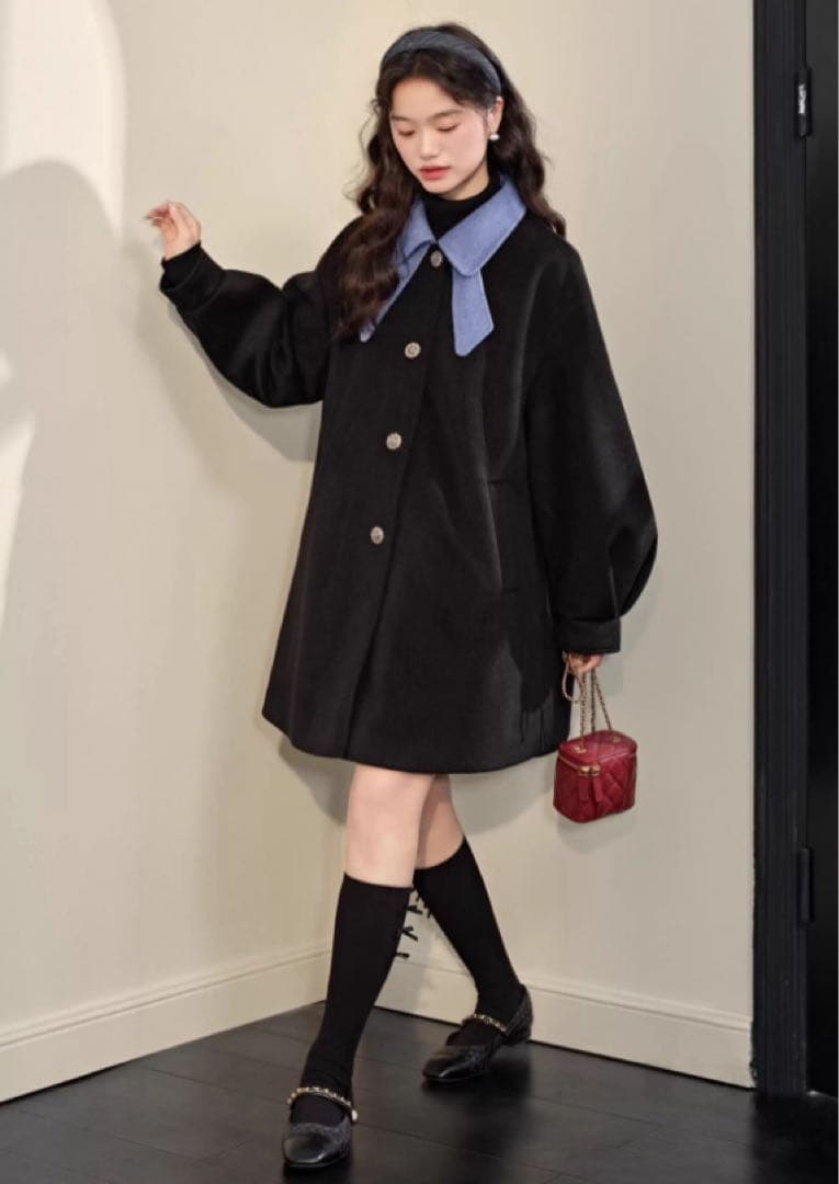 リボンカラーコート Sサイズ シンプル 綺麗 イイ女 冬アウター