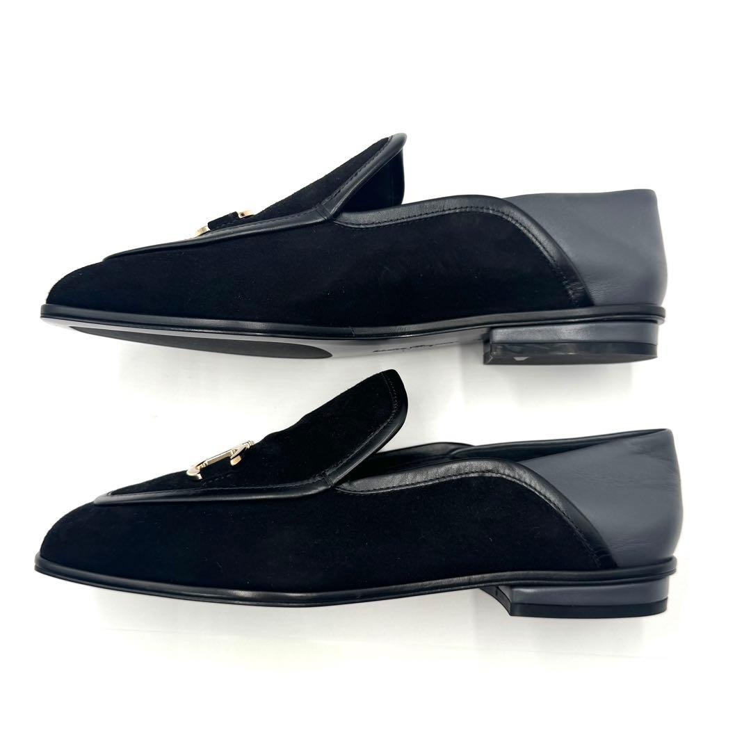 Ferragamo ガンチーニ スエード オペラシューズ ブラック 22cm