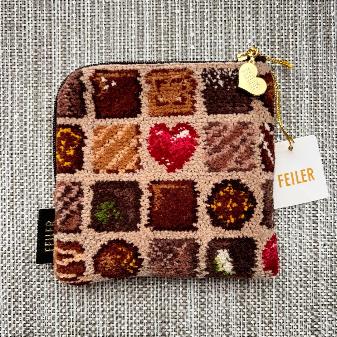 【FEILER】フェイラー♡コフレドゥショコラ スクエアポーチ ベージュ