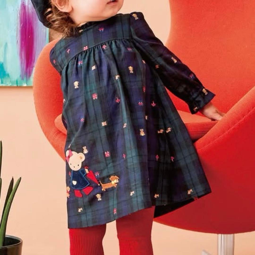 ファミリア　familiar 長袖プリントワンピース 100cm