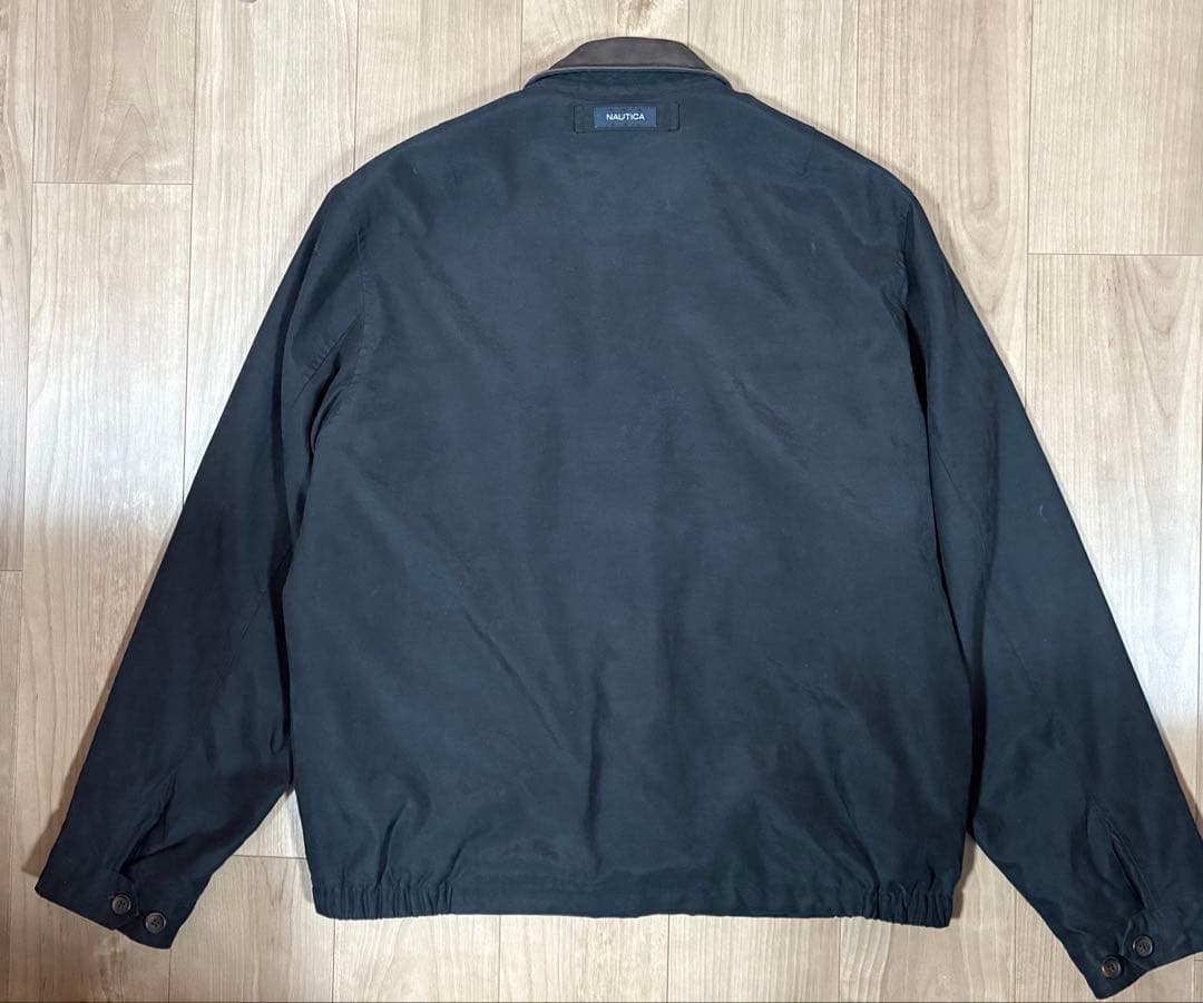 NAUTICA 襟レザー ジップアップジャケット L 黒