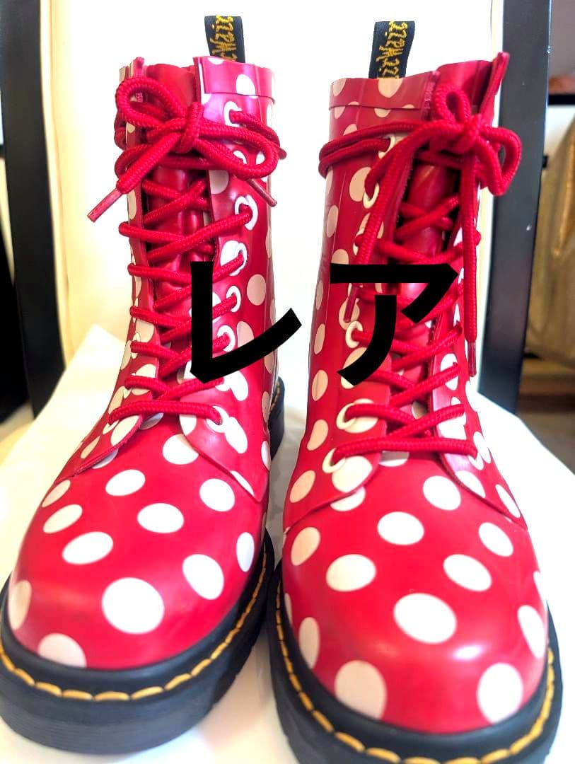 ドクターマチーン　 赤白ドット 8ホールレインブーツ UK5