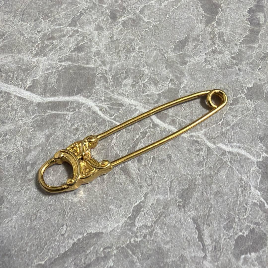 【希少】CELINE セリーヌ ピンブローチ マカダム トリオンフ ゴールド