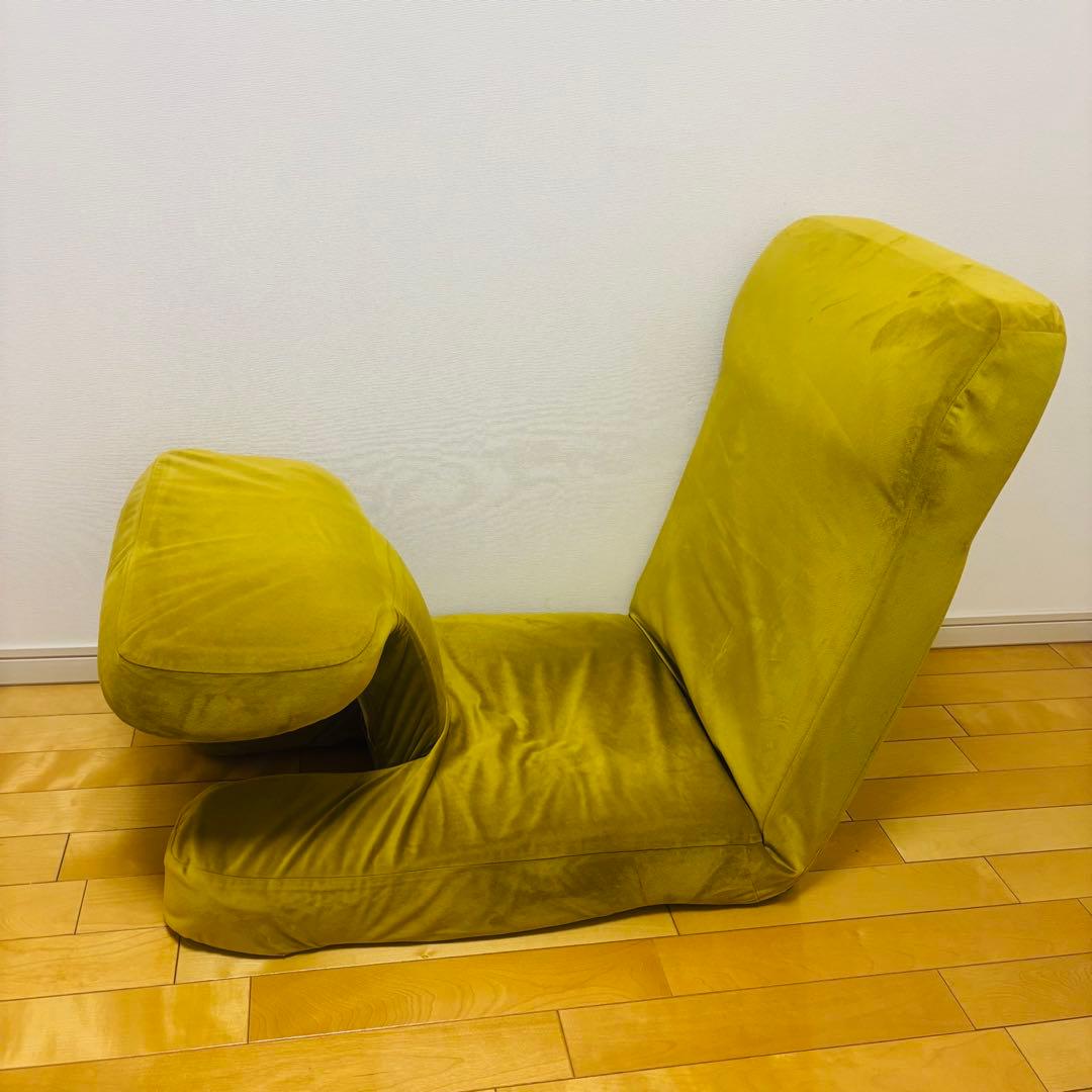 【美品】ニトリ　ゲーミング座椅子2 グレー　カバー付き　イエローグリーン