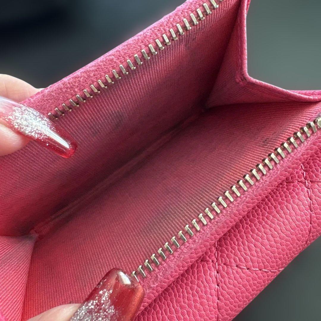 レシートあり CHANEL シャネル スモールウォレット 三つ折り ピンク