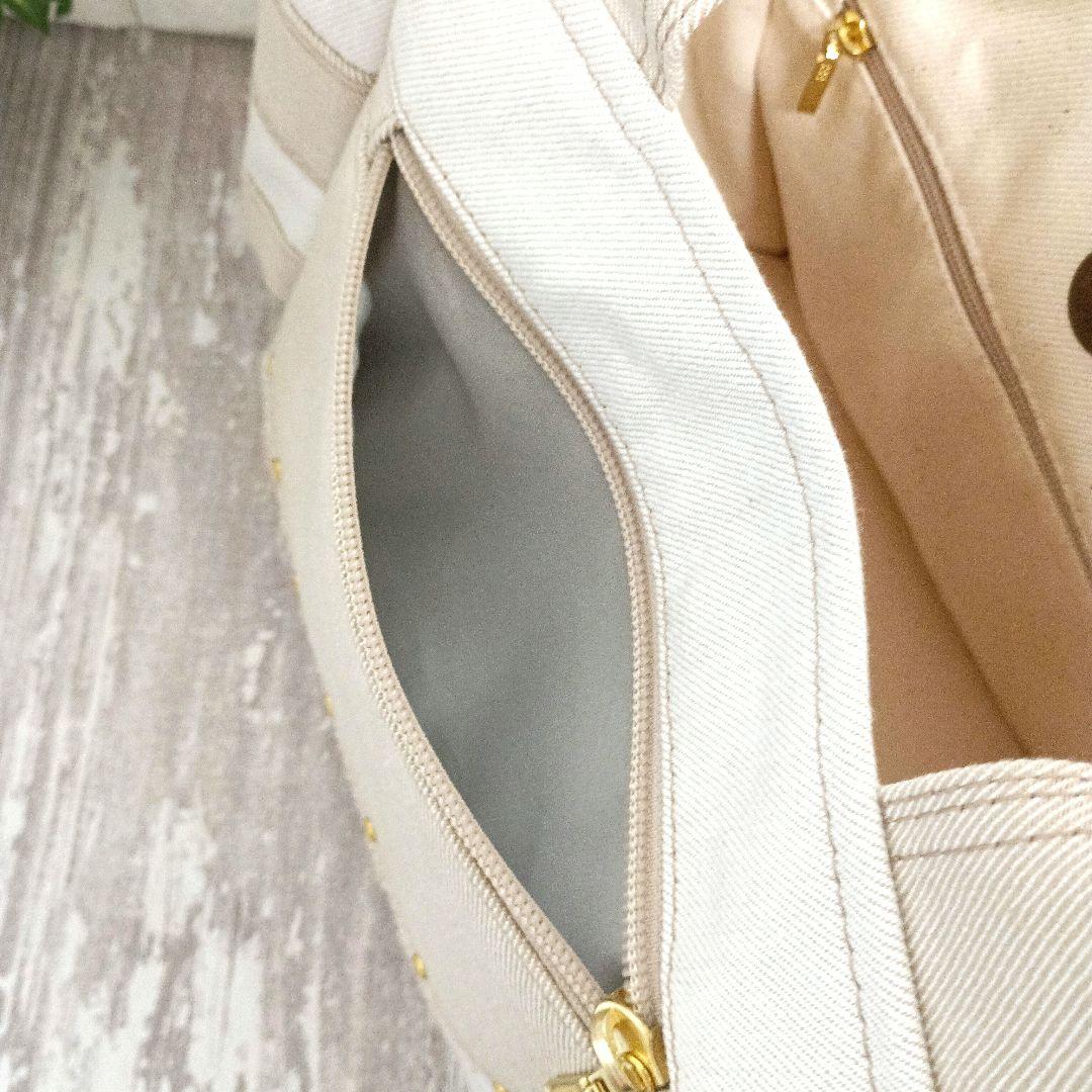 リメイクデニム★サイドポケットトートバッグ beige＋タグチャーム