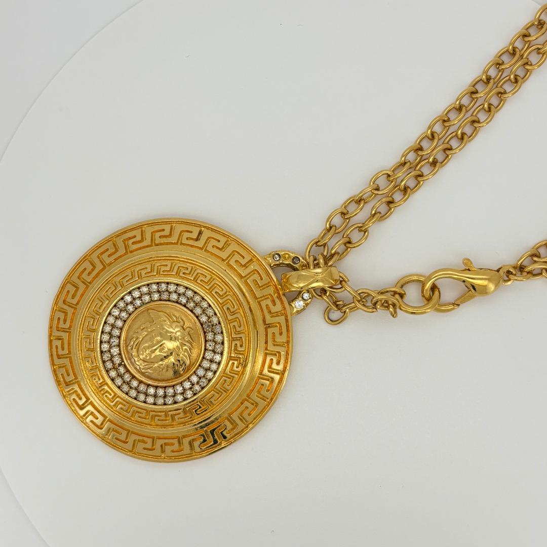 VERSACE 大ぶり メデューサメダル ネックレス 2連チェーン ゴールド