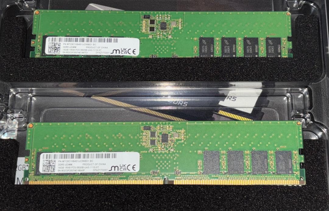 Micron DDR5-5600 メモリ 32GB（16GB×2枚）