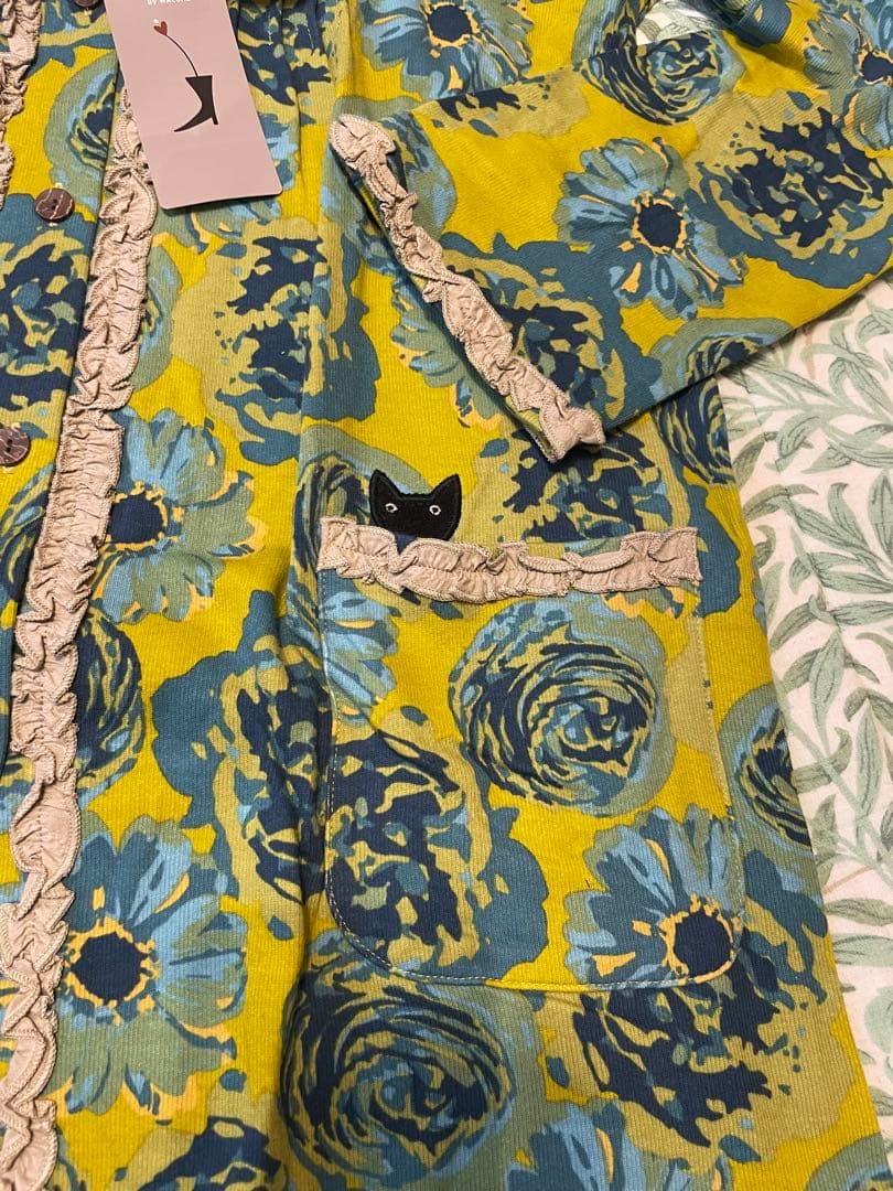 新品未使用　マタノアツコ　綿　パジャマ　上下　M コットン　ネコ　前空き