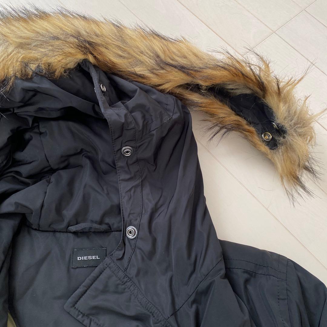 DIESEL N-3Bファー付きブラックモッズコート　メンズ