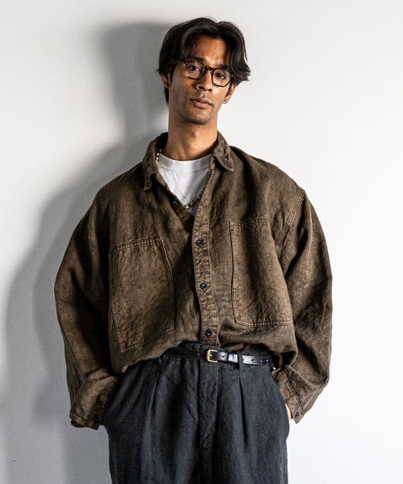 専用ts様　CONFECT リネン デニム 墨染め ワークシャツ