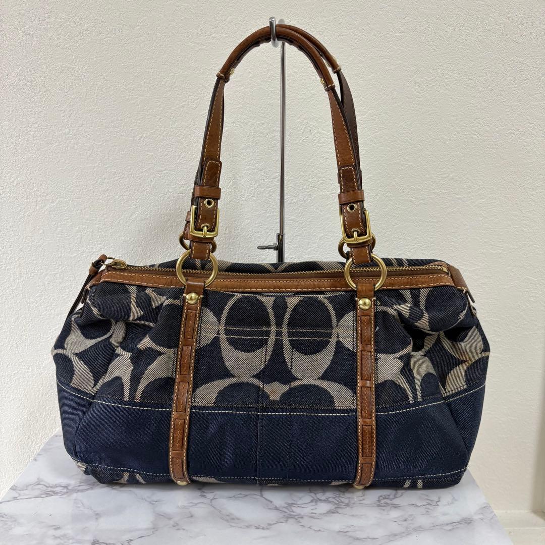 バッグ Coach Signature Denim mini boston bag