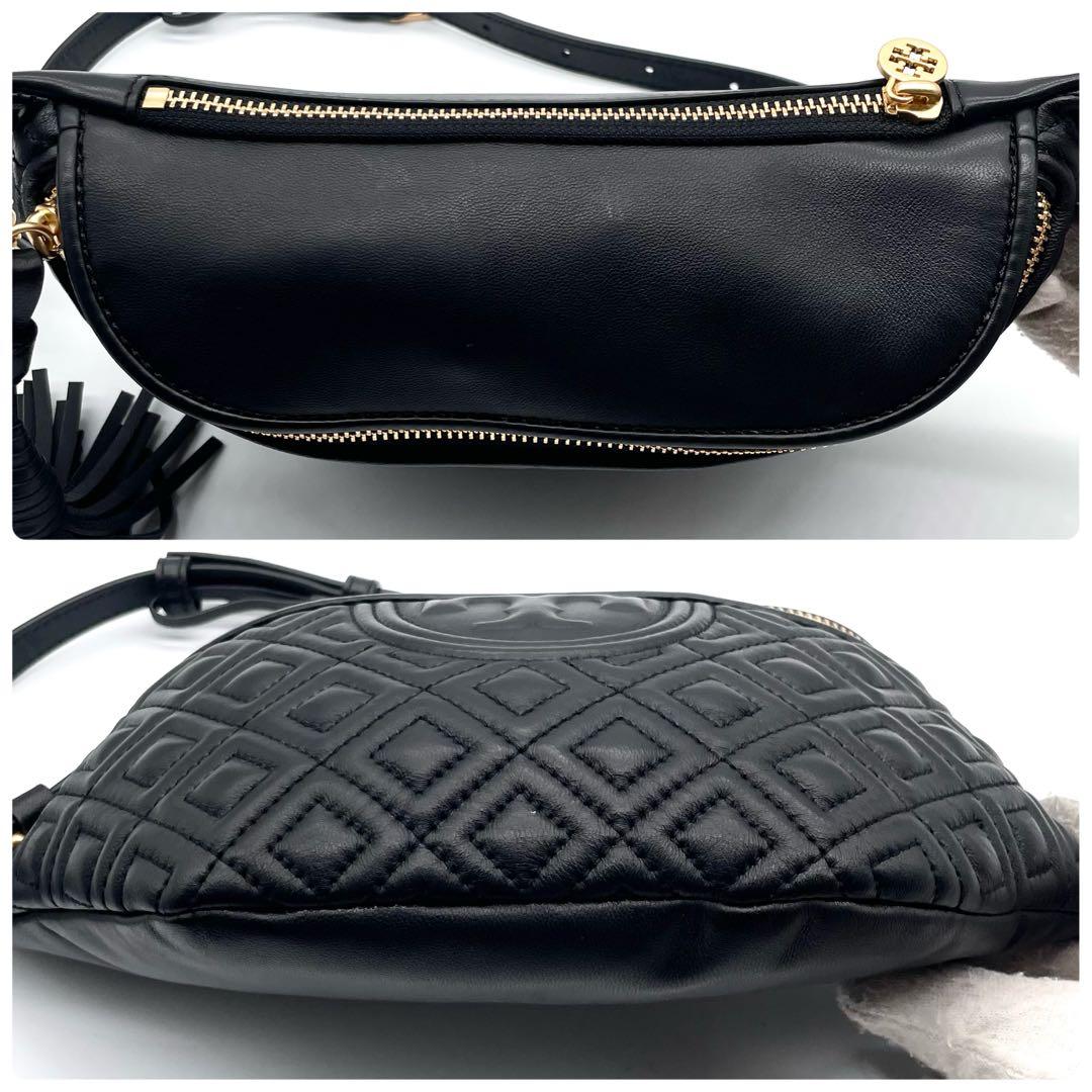 未使用級✨トリーバーチ フレミング ボディバッグ キルティング レザー ブラック