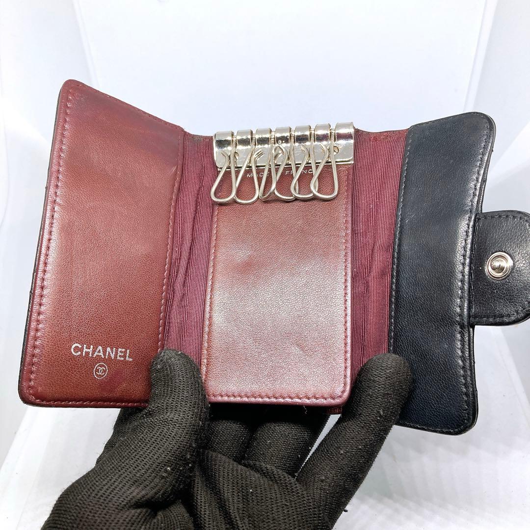 900 シャネル　ココマーク　６連キーケース　マトラッセ　黒