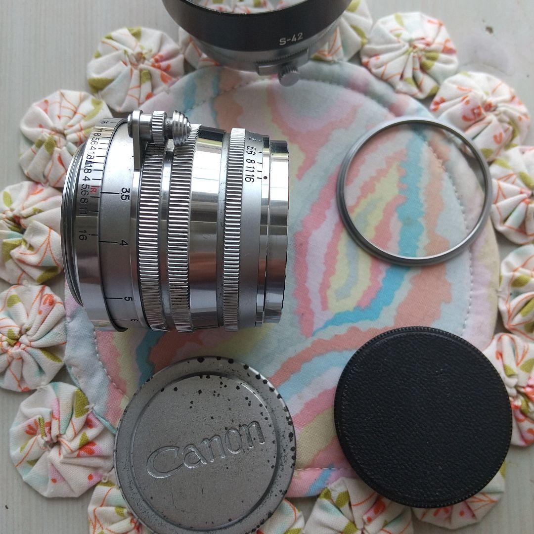 CANON-L 50mmF1.8オールクロームタイプ純正メタルフード付き