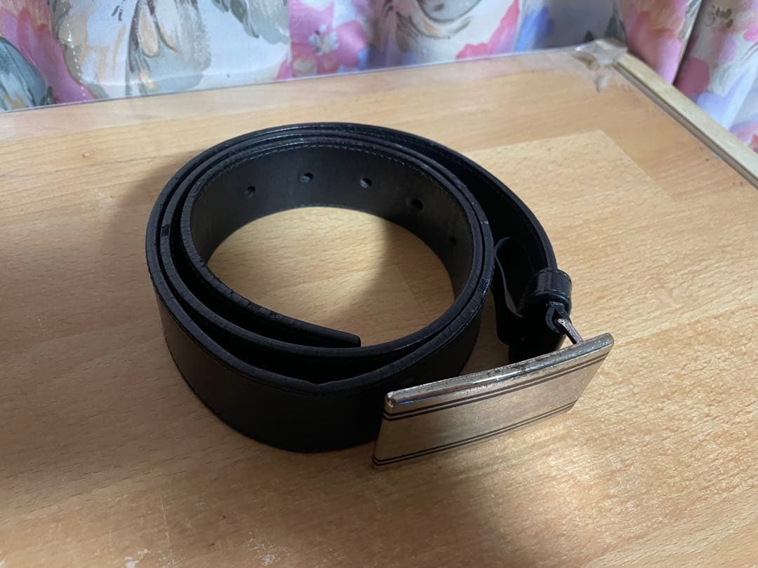 PRADA メンズベルト シルバーバックル 85/34