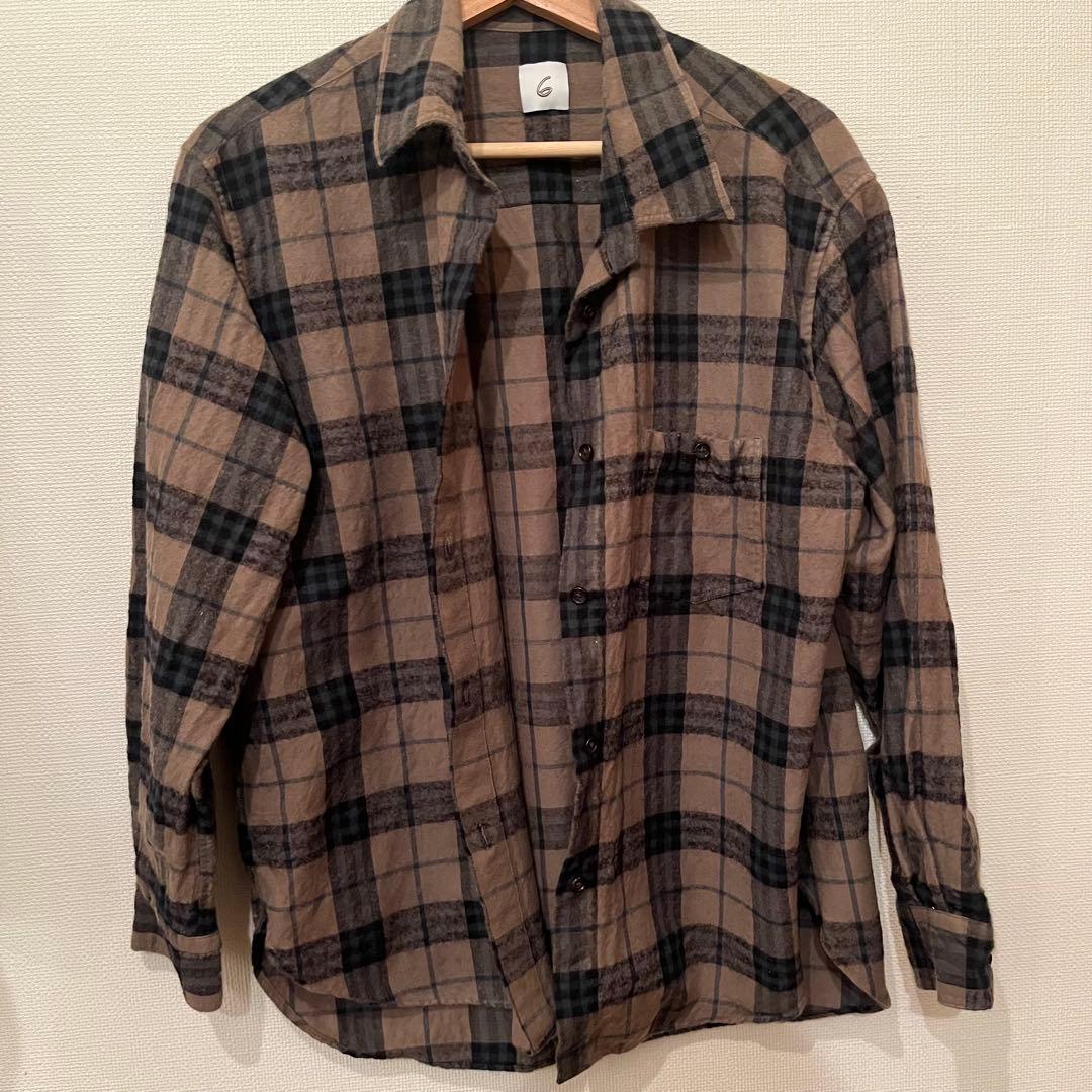 ＜6(ROKU)＞毛コットン チェックシャツ