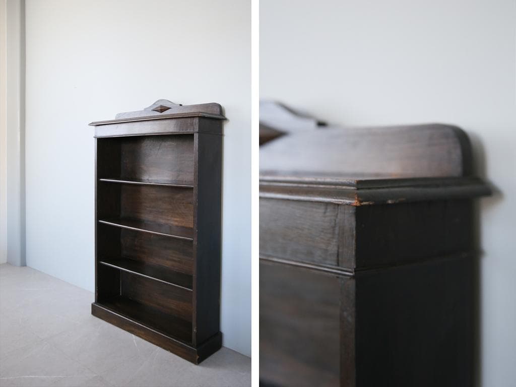 英国アンティーク木製ブックシェルフ/本棚/飾り棚/ラック/花台(91-35)