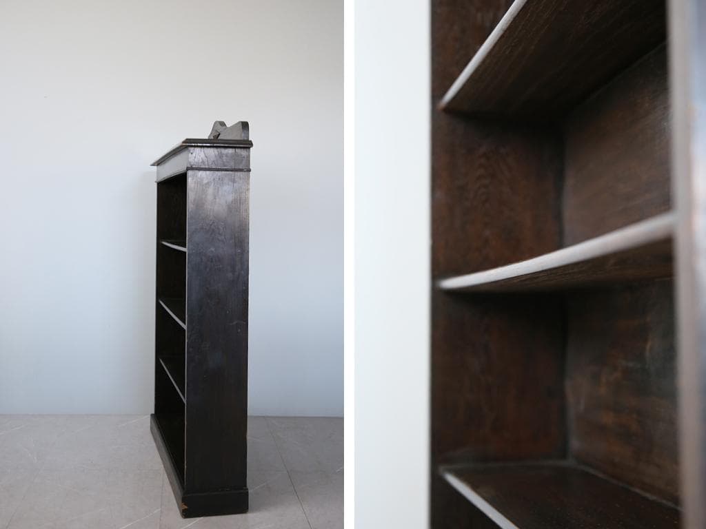 英国アンティーク木製ブックシェルフ/本棚/飾り棚/ラック/花台(91-35)