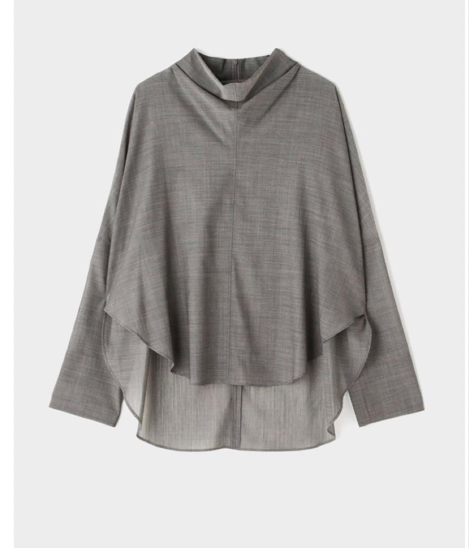 LE PHIL ルフィル シアーウールローンハイネックブラウス チャコール