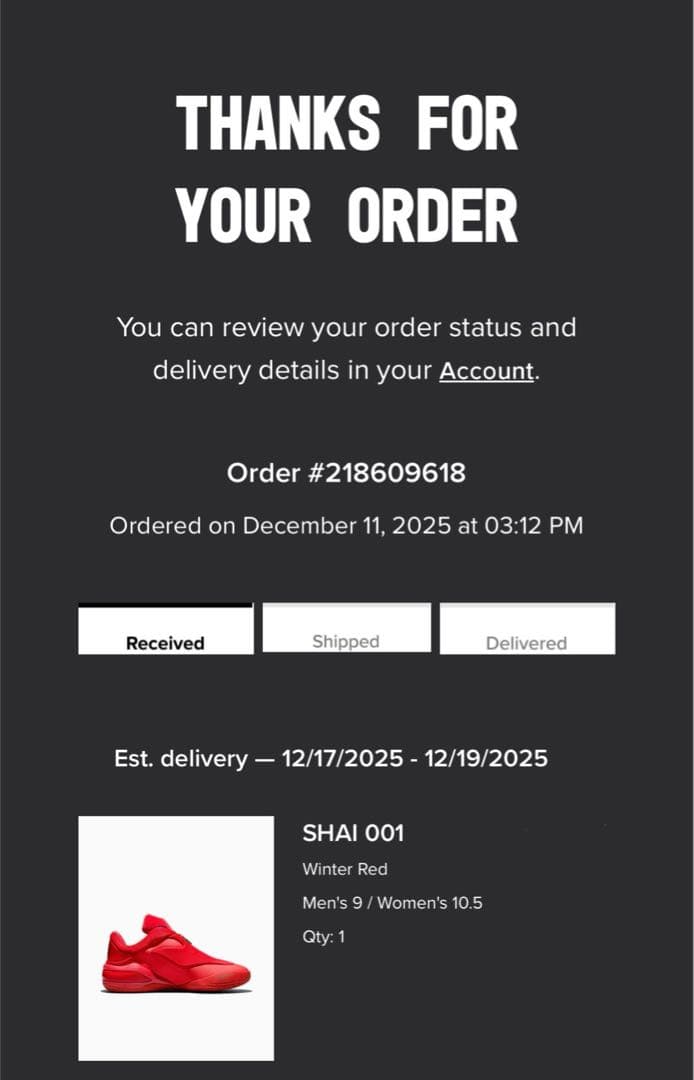 シ*タ様 SHAI001 Winter Red 27cm us9.0 即日発送