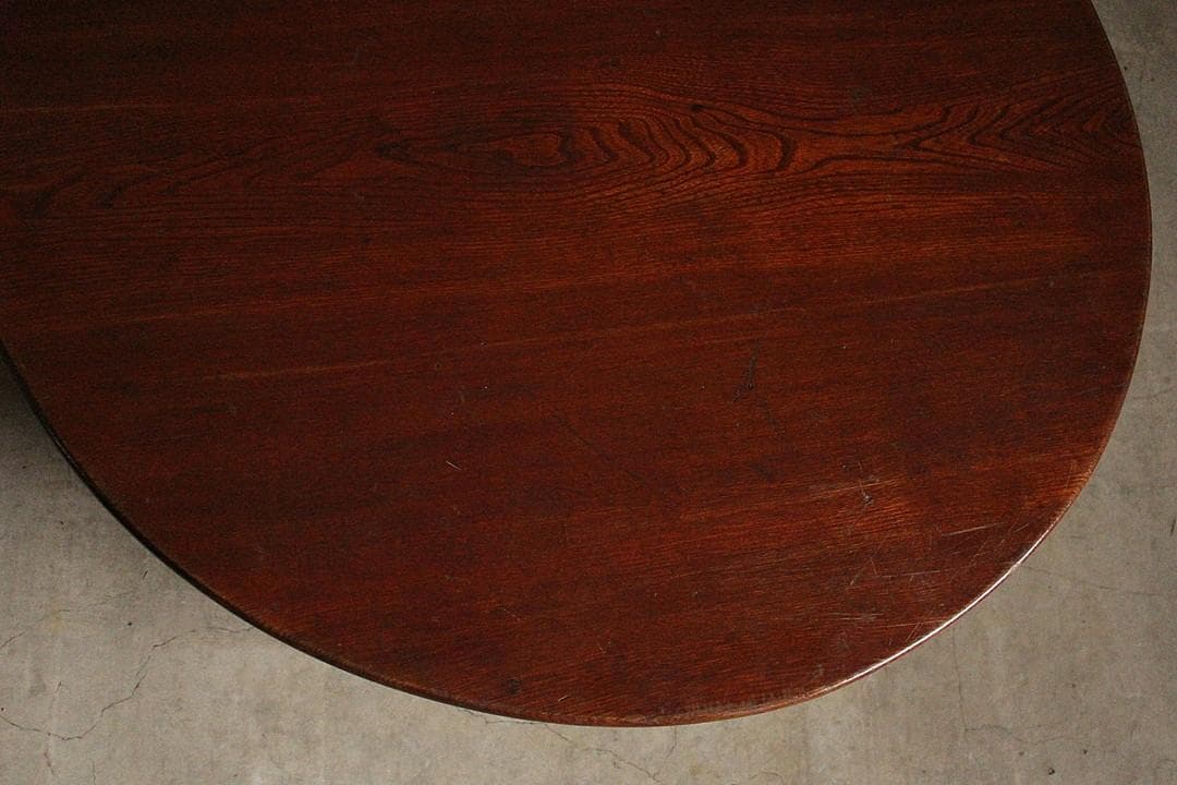 古い木製丸テーブル　ちゃぶ台　天然木