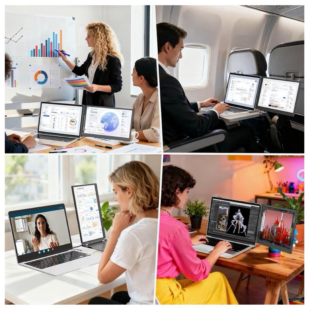 モバイルモニター 14インチ FHD 軽量 薄型 クリップ式 226°回転