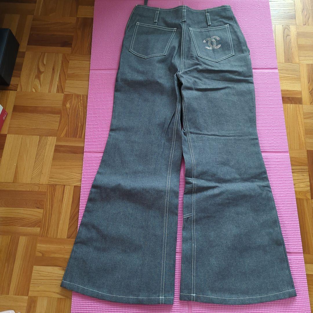 koyukiシャネルCOCOマークデニムワイドベルボトム未使用品36グレー