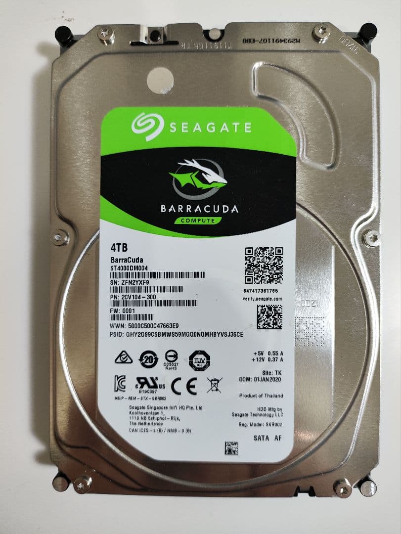 SEAGATE HDD(3.5インチ) 4TB ハードディスク 使用時間少