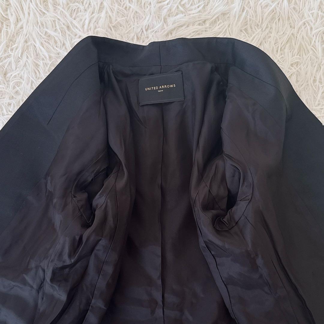 極美品 サイズ40✨カノニコ ユナイテッドアローズ ノーカラー パンツスーツ 紺