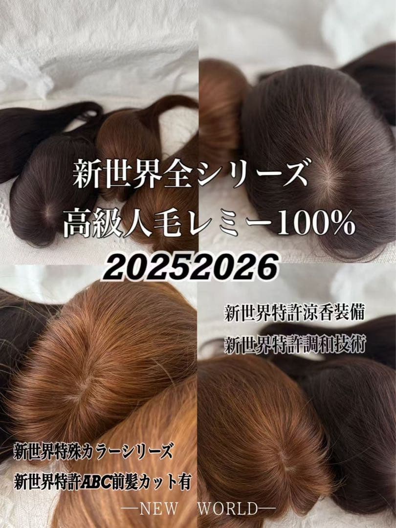 2025新世界　人毛100%　ウィッグ　フルウィッグ　シルクスキン　医療ウィッグ