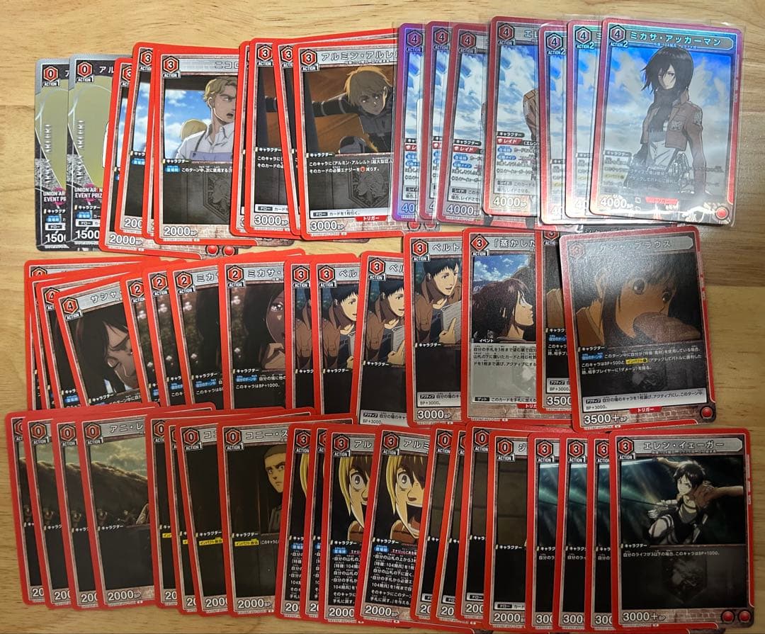 ユニオンアリーナ 進撃の巨人 赤 104期兵デッキ パーツ スリーブ フルパラ