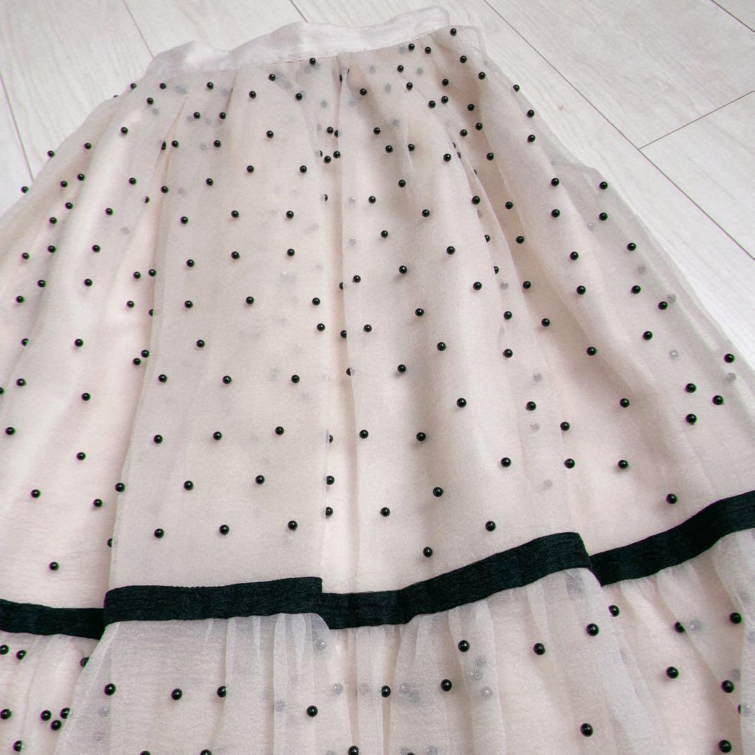 【新品タグ付き】eimyistoire パールスタッズボリュームフレアスカート