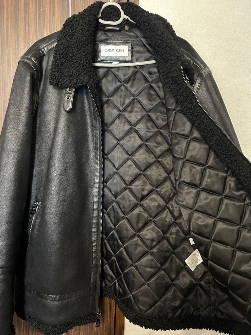   ボアレザージャケットカルバンクラインムートンジャケット