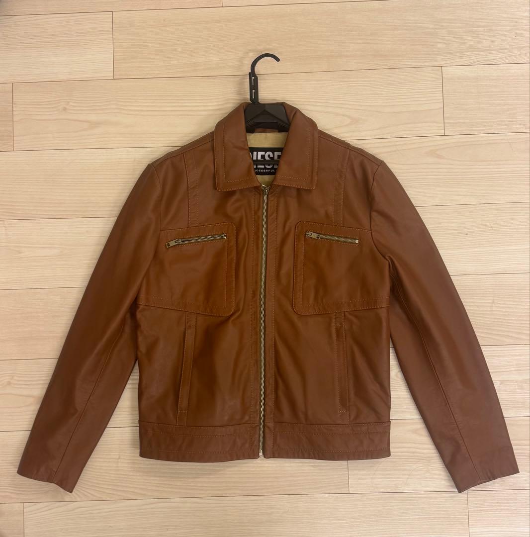 DIESEL ブラウン レザージャケット シングルライダースジャケット本革