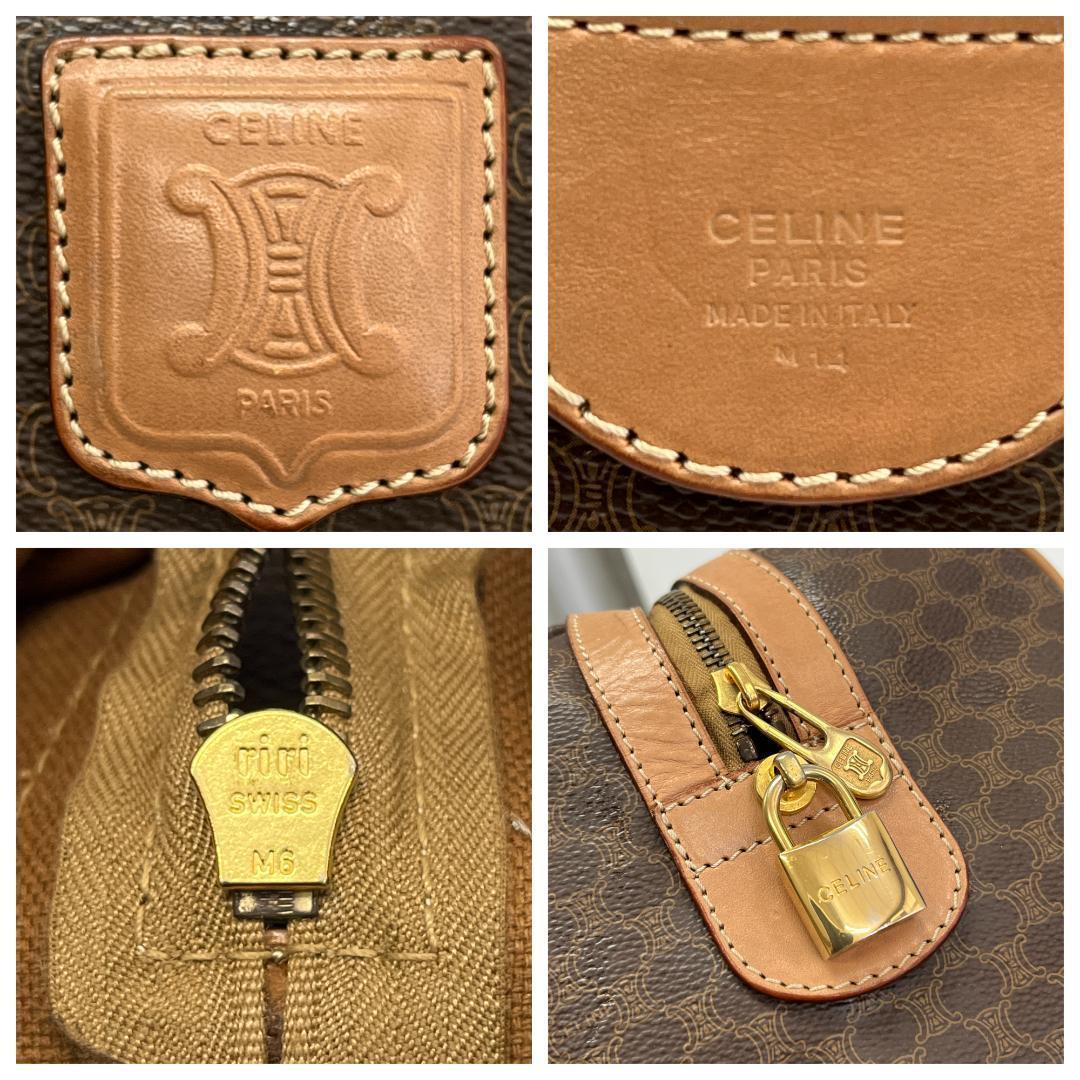 CELINE オールドセリーヌ ボストンバッグ マカダム柄 トリオンフ 鍵あり