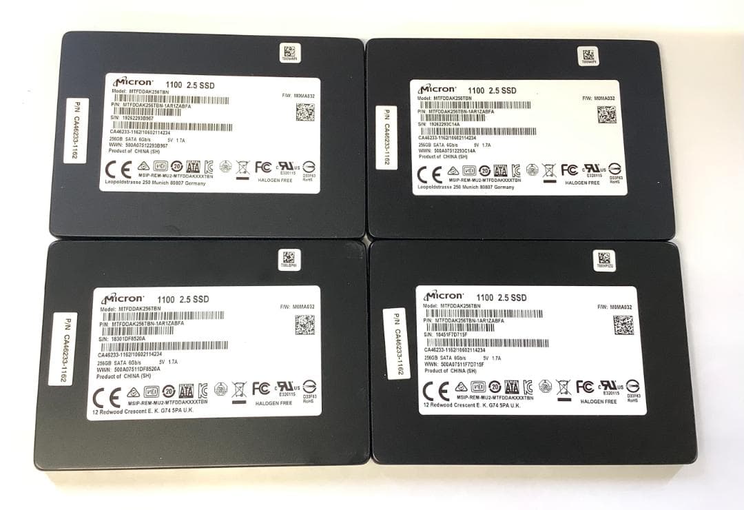 ②-W918-Micron SATA 256GB 2.5インチ SSD 4点