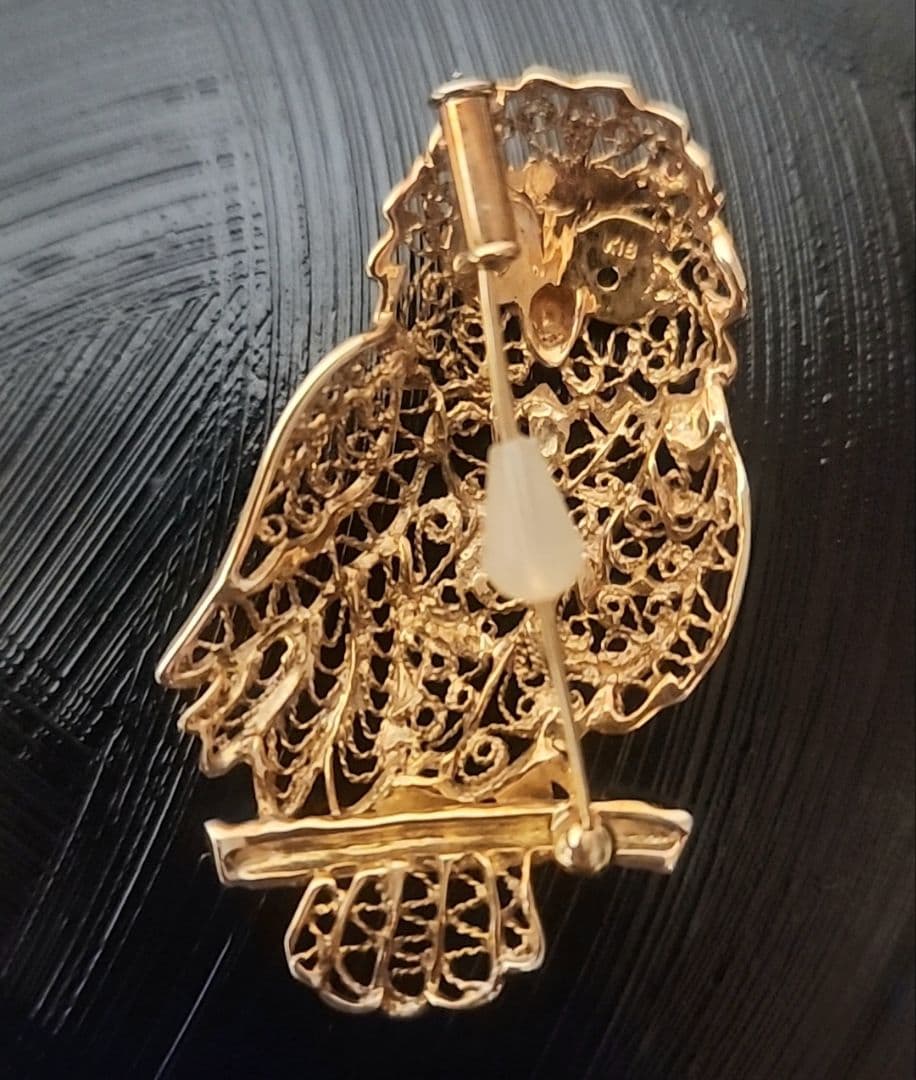18K　フクロウ　ブローチ　8g