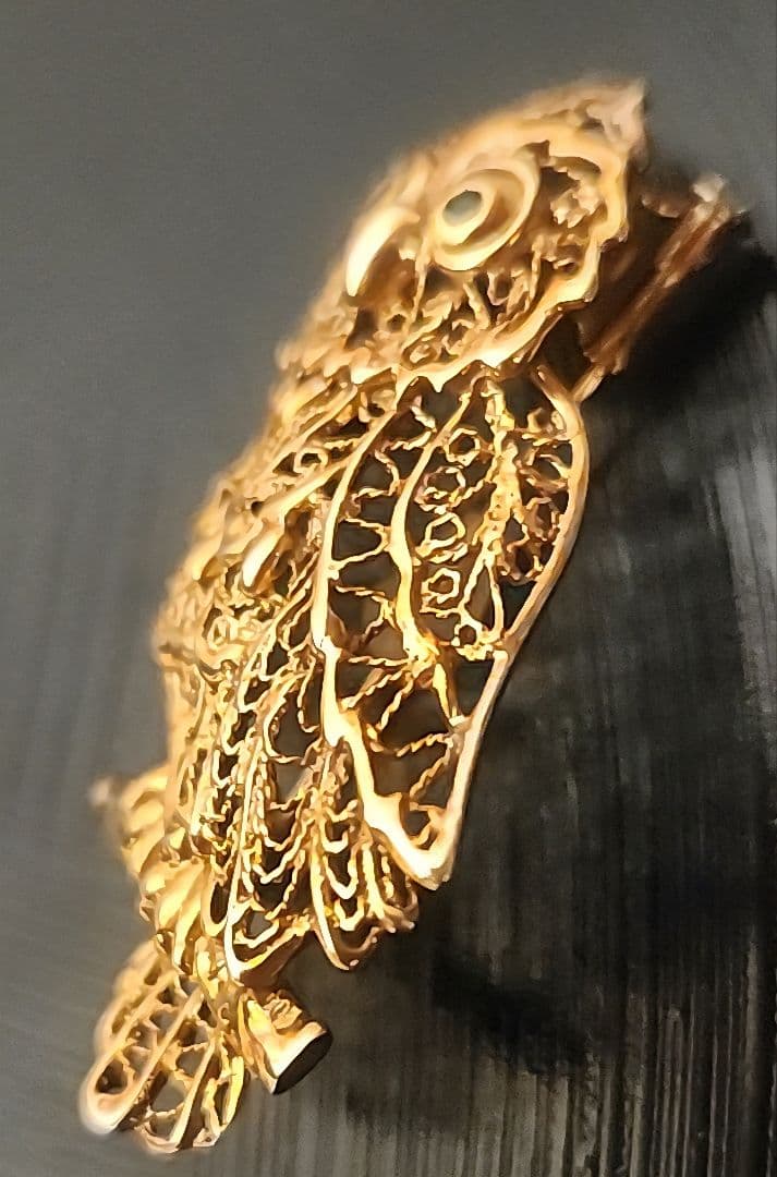 18K　フクロウ　ブローチ　8g