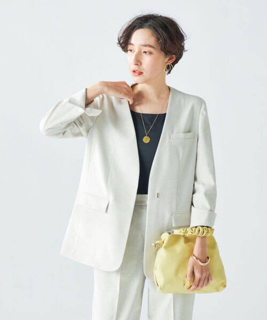 【セットアップ】ノーリーズソフィー ノーカラージャケット&テーパードパンツ