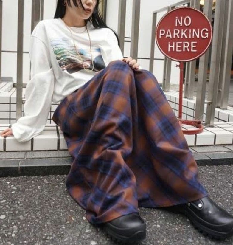アメリ ヴィンテージ UND DRAPE CHECK SKIRT