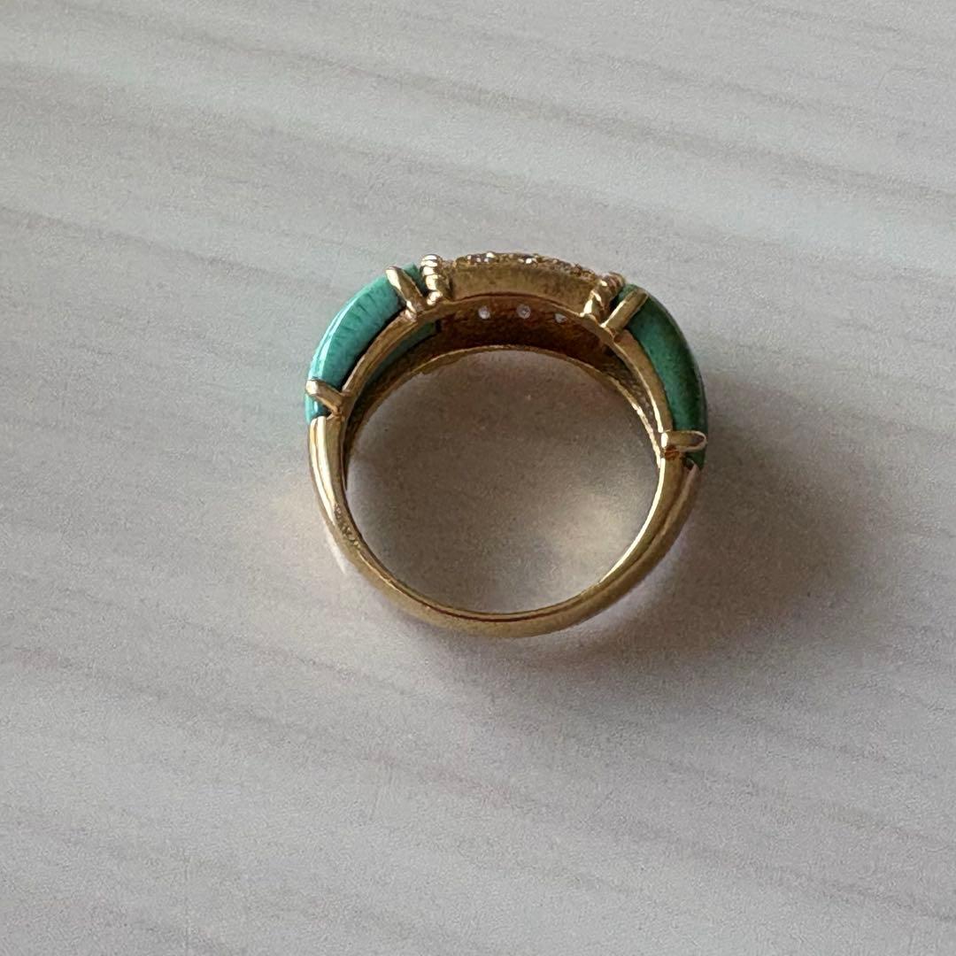 k18エレガントな緑色石のリング