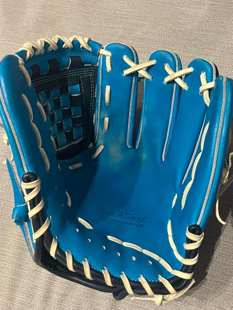 ZETT 軟式グローブ 青/黒 編み込みデザイン