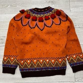 ピンクハウス✨薔薇 モチーフ 手編み 厚手ニット ドット ウール