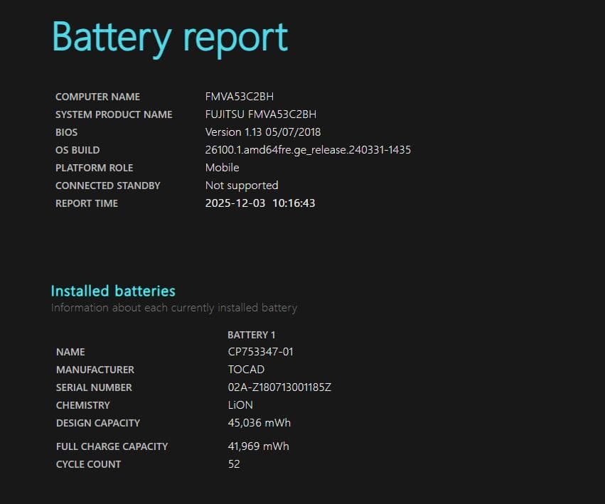 富士通ノートPC Corei7 第8世代、バッテリー93%、ブルーレイ